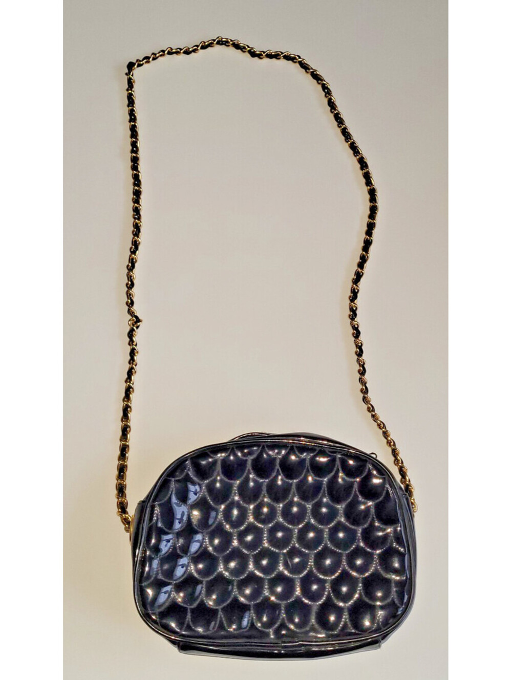 Small Black Patent Faux Leather  PVC Shoulder Handbag Purse